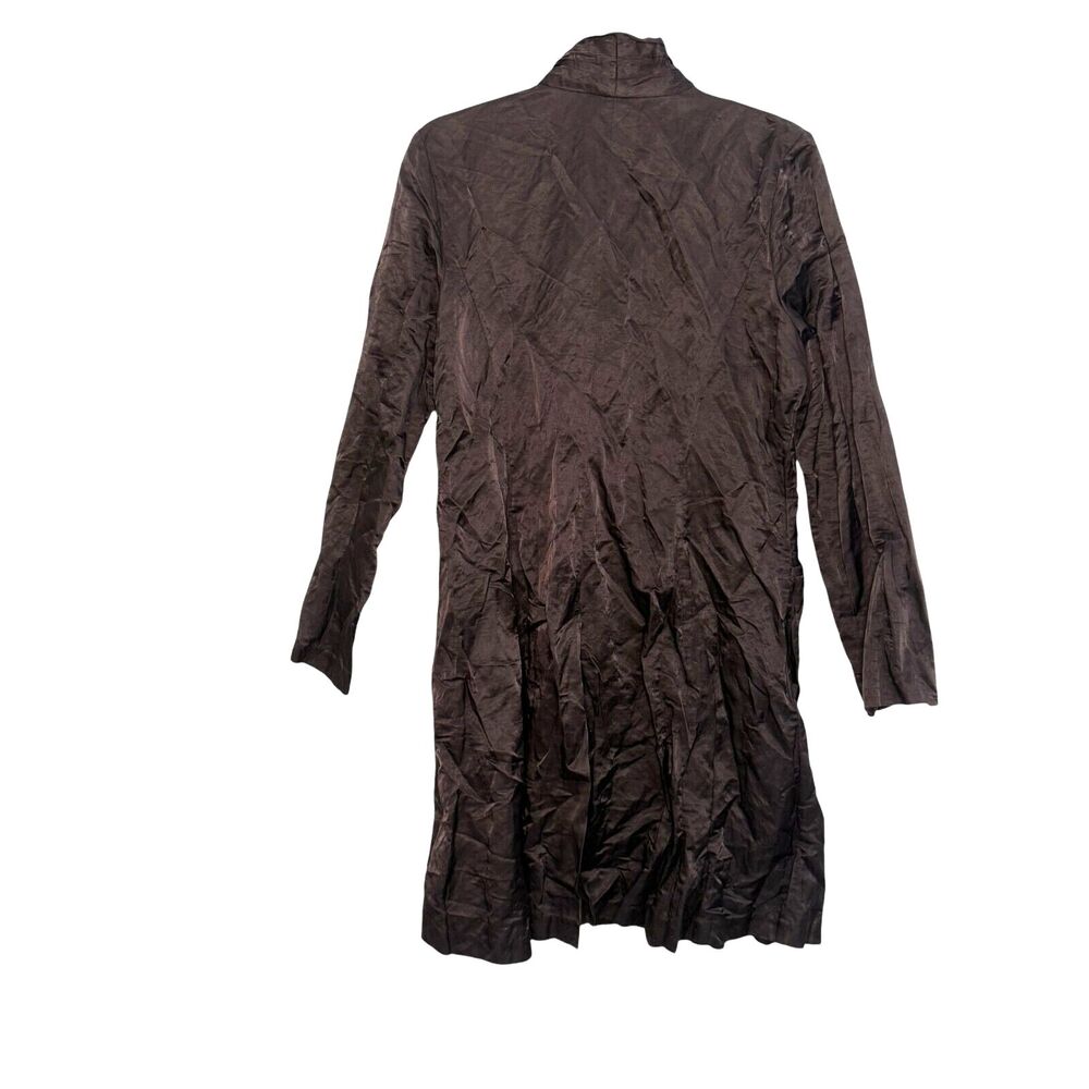 Eileen Fisher Metallic Crinkle Fabric Jacket Cocoa Snap Closure Pockets‎ Size M - Picture 5 of 11